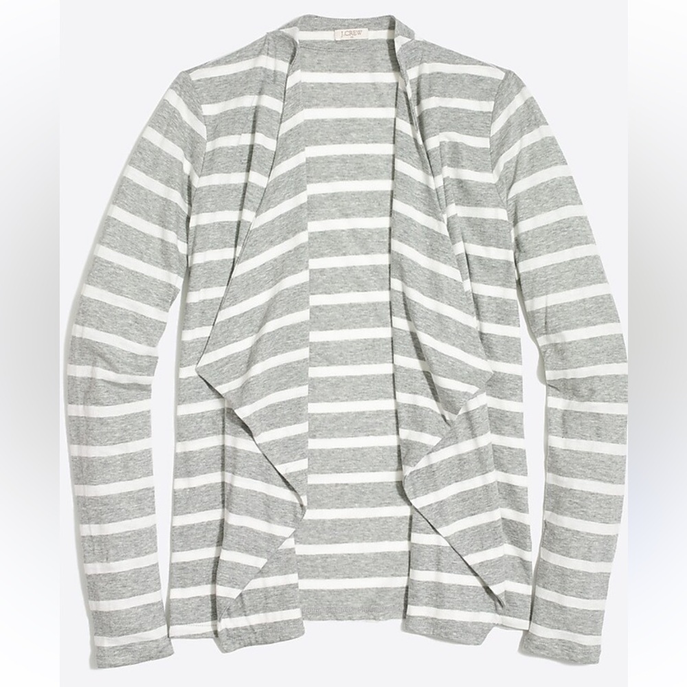 J. Crew Striped Always cascading cardigan 🩶